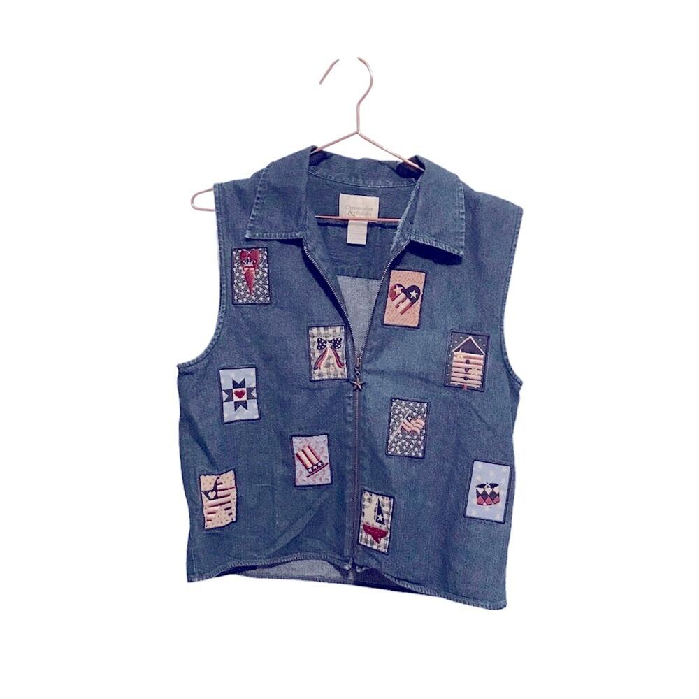 Christopher & Banks Patriotic Jean Vest - Size Small